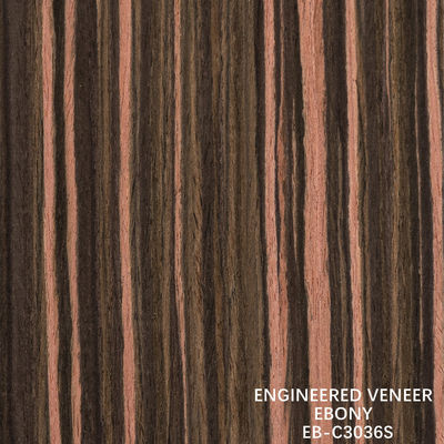 Yapay Ebony Ahşap Finer Dikey Taneler Kırmızı Renk 2200-3100mm Uzunluk Otel Dekorasyonu İçin