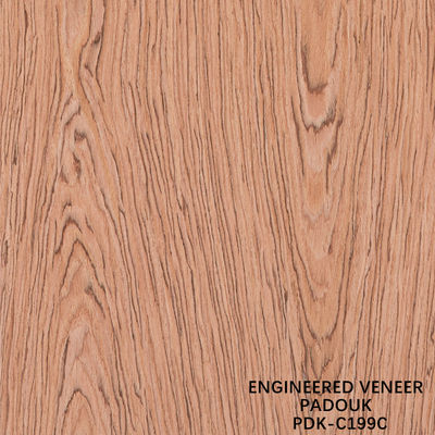 Yeniden Yapılandırılmış Ahşap Kaplama Gül Ağacı Taç Kesim Kırmızı Renk Uzunluk 2200-3100mm İç Kapılar İçin Çin Fabrikası PDK-199C / 901C