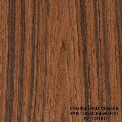 Mühendislik Santos Rosewood Ahşap Finer Standart Boyutu 2500 * 640mm Sınıf A İç Mobilya Yüzü için Çin Üretici
