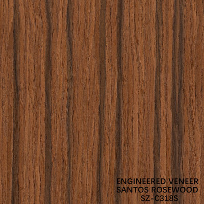 Mühendislik Santos Rosewood Ahşap Finer Standart Boyutu 2500 * 640mm Sınıf A İç Mobilya Yüzü için Çin Üretici
