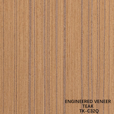 Çeyreği Kesilmiş Mühendislik Teak Finer 2500 * 640mm Normal Boyutlu Hotel Dekorasyonu İçin Düz Taneler