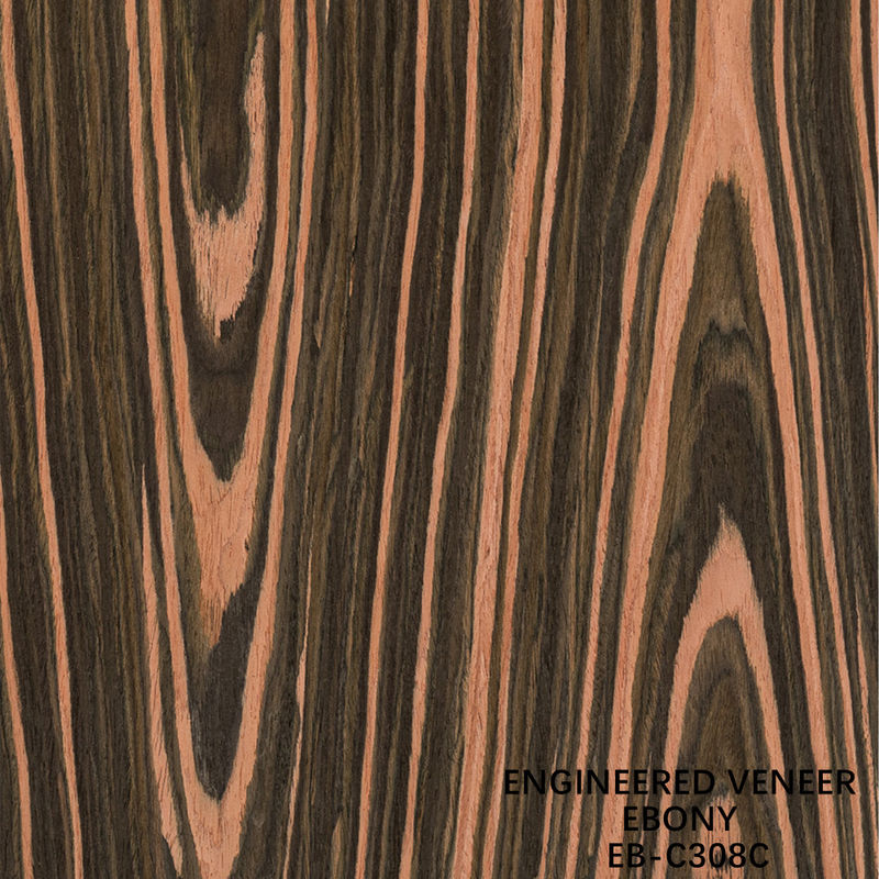 Yeniden Yapılmış Mühendislik Ahşap Finer Crown Cut Ebony 0.15-0.60mm Kalınlığı Araç İç mekanı için