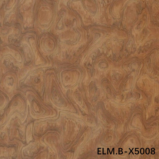 Recon Wood Veneer Of Elm Burl ELM.B-X5008 Ring Grain Brown Color 0.13-0.35mm Kalınlığı Otel Dekorasyonu İçin