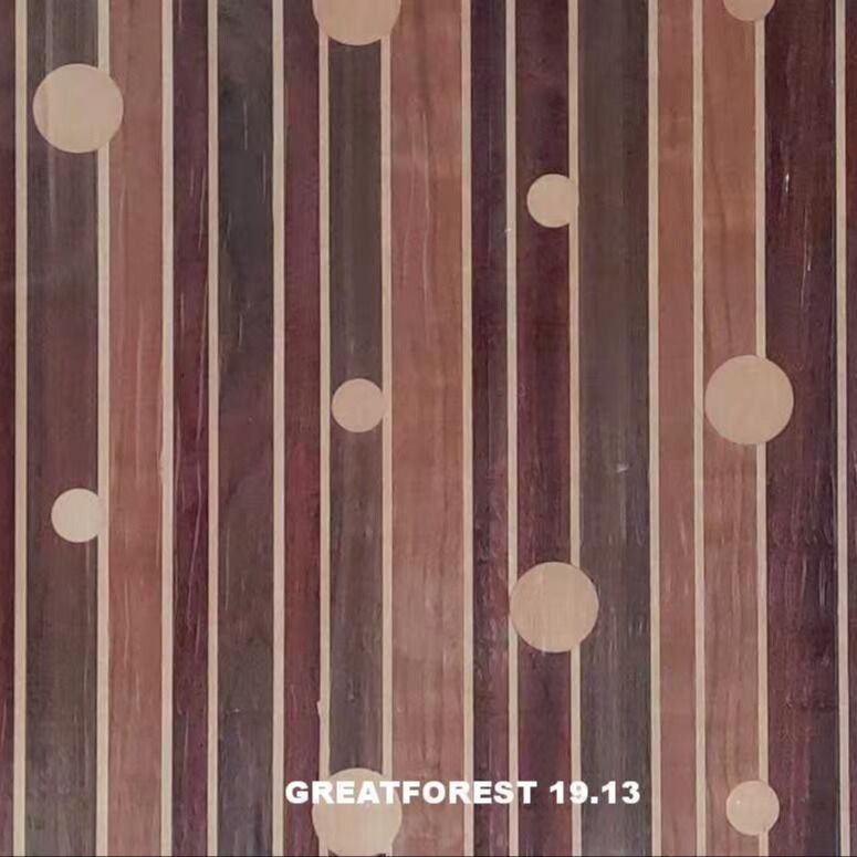 Sanatsal Parket ahşap Veneer Simetrik Kolaj Geometrik Desen Renk Zengini Ahşap Resim 0.55mm