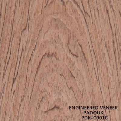 Yeniden Yapılandırılmış Ahşap Kaplama Gül Ağacı Taç Kesim Kırmızı Renk Uzunluk 2200-3100mm İç Kapılar İçin Çin Fabrikası PDK-199C / 901C